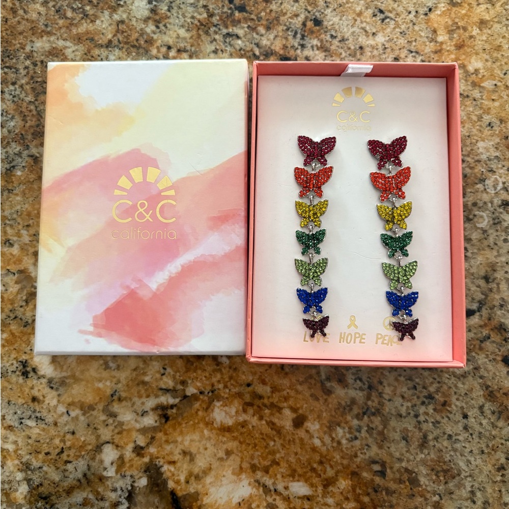 NEW C&C California Multicolor Butterfly Earrings